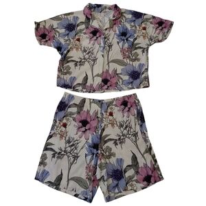 Joe Fresh Floral Pajama Set - Pink and Blue